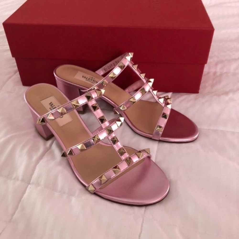 Valentino Size 36 Rockstud Triple Band Slide Sandal  * Gently Used *